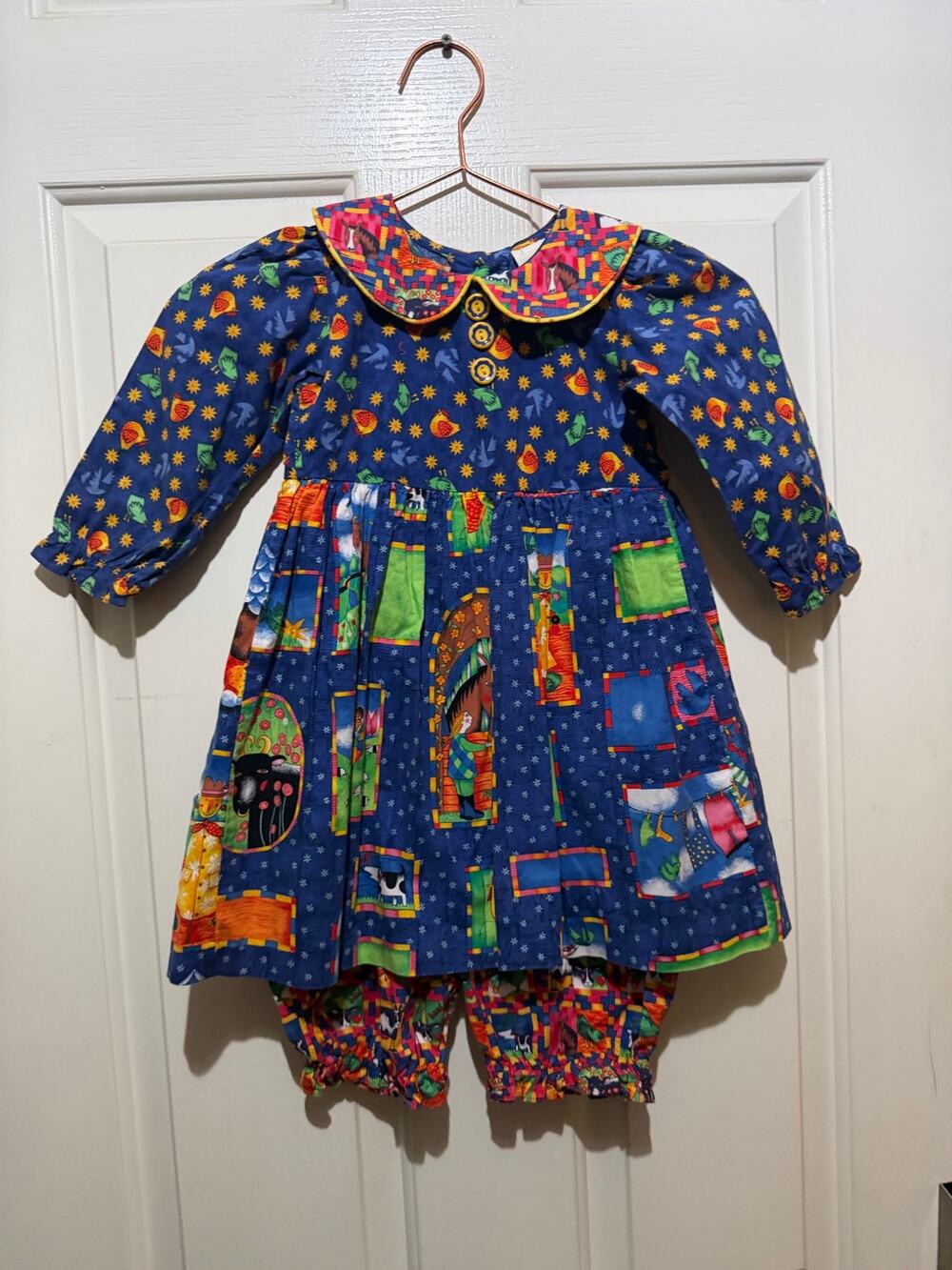 Vintage girls toddler Chicken Noodle Set Size 4T colorful farm 80s 90s